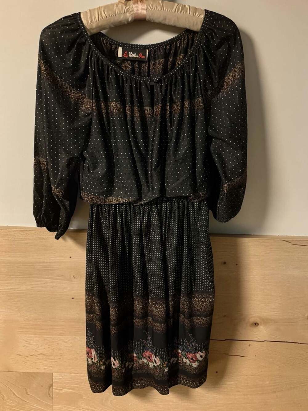 Vintage Liz Petites Inc. Polka Dot and Floral Boho Dress Size 6